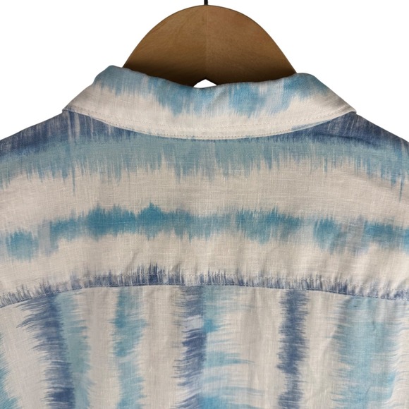 Tommy Bahama Men XXL Linen Long Sleeve Button Up Shirt Blue Stripe Contrast Cuff - Picture 7 of 10